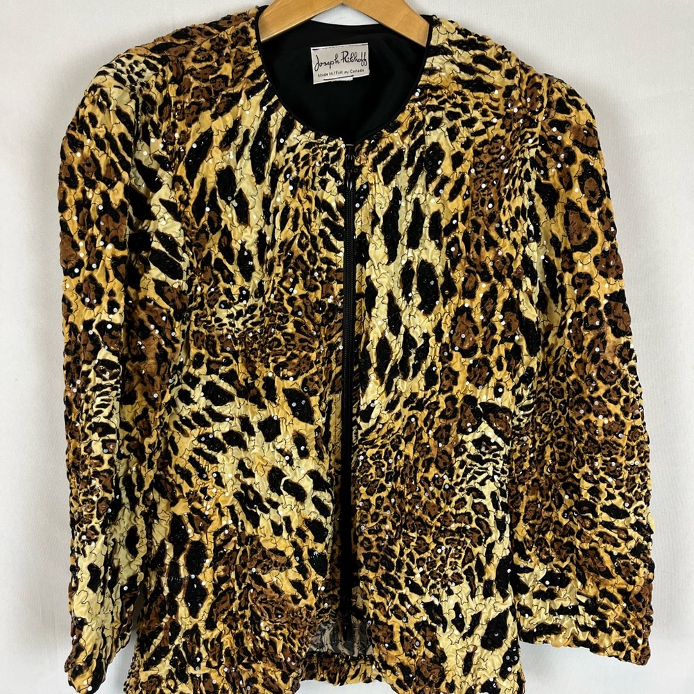 Joseph Ribkoff Black and Brown Leopard Blazer